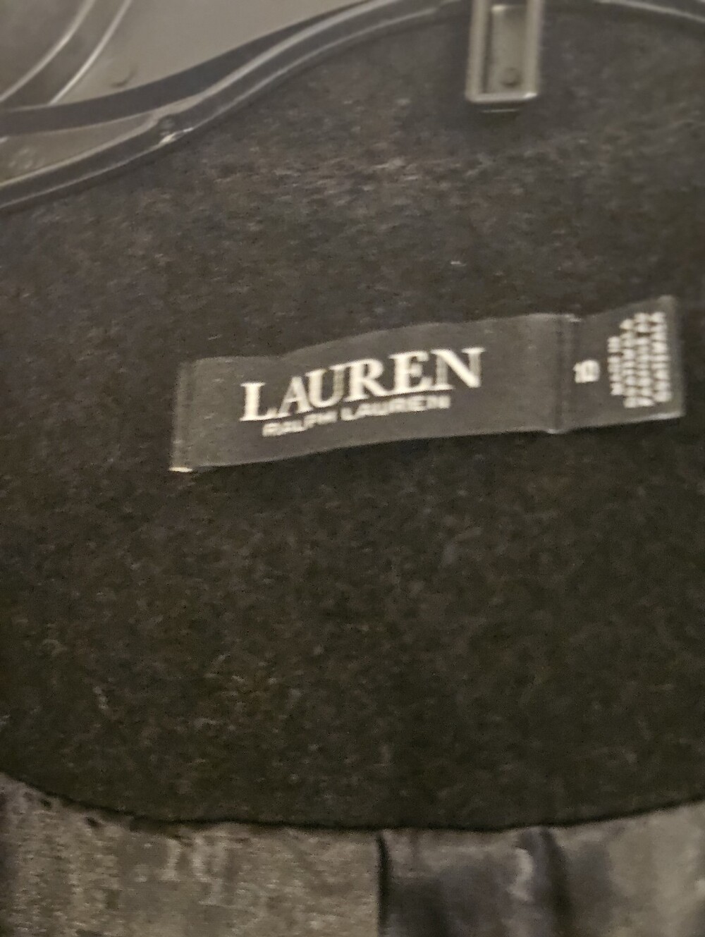 Women's Lauren Ralph Lauren Black Coat with Detachable Hood Size 10 Worn Once.